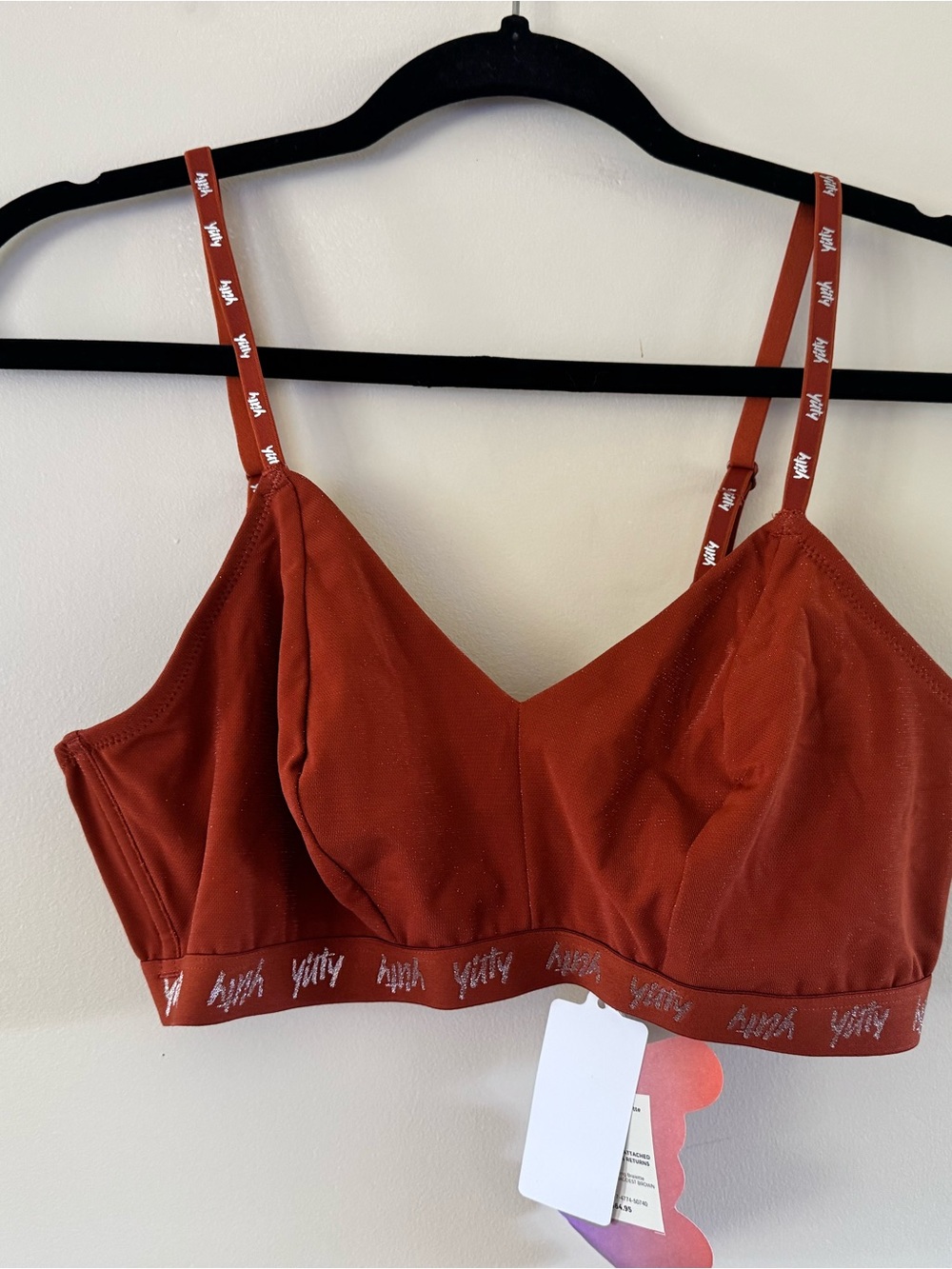 YITTY Rust Red Bralette with Logo Elastic Straps